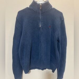 Vintage Ralph Lauren Men's Blue Zip-Up Sweater 0169